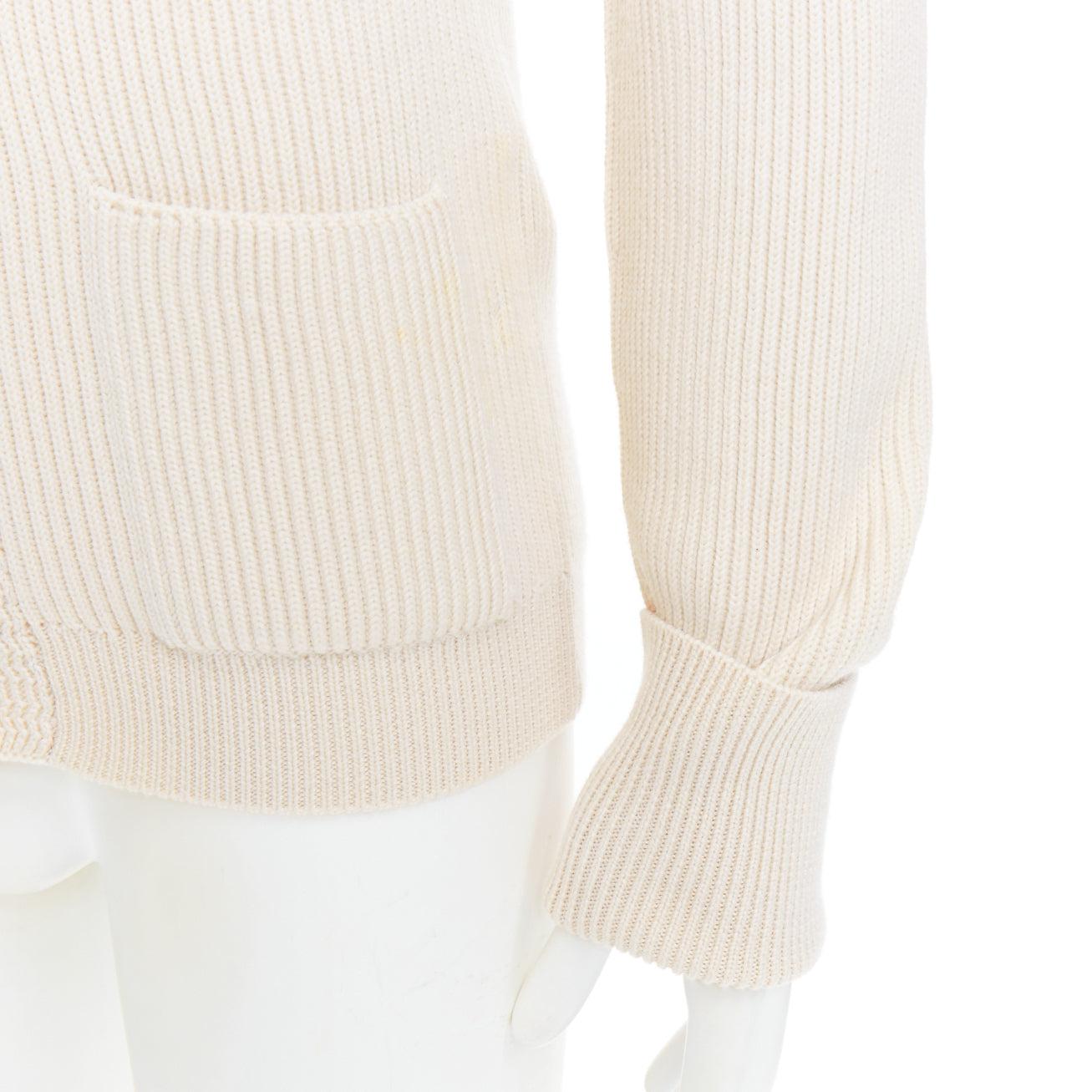 TOM FORD crème 100% laine col châle côtelé cardigan boutonné IT46 S en vente 3