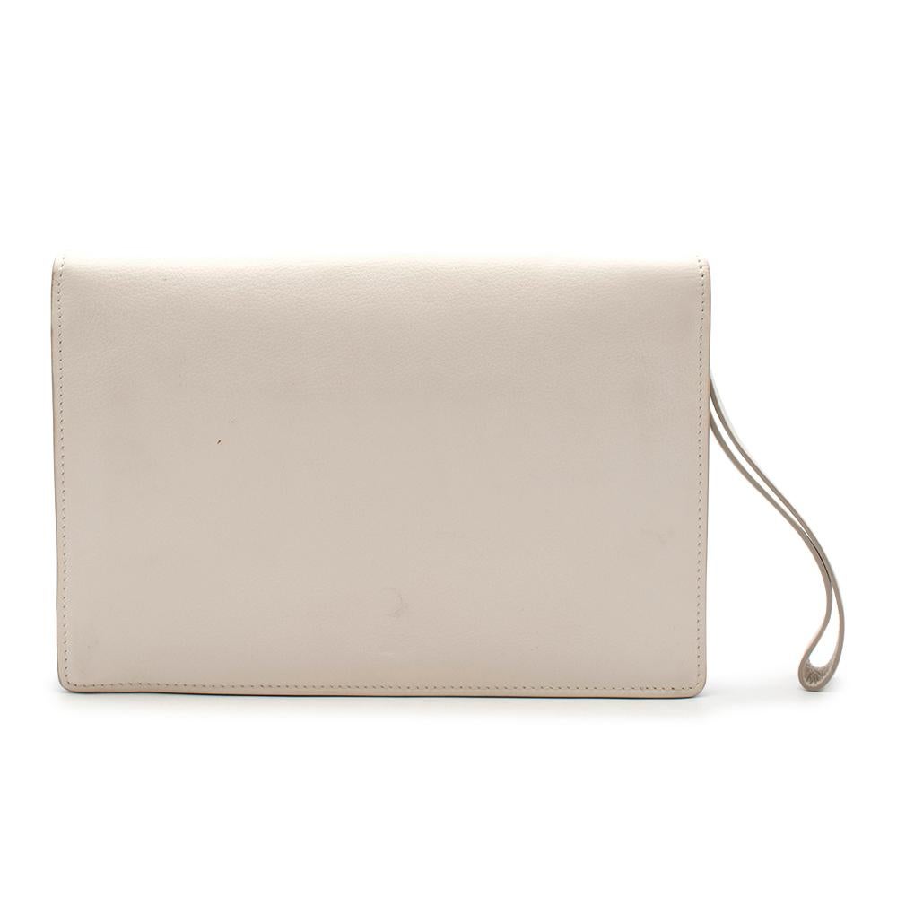 Tom Ford Cream & Gold Leather Turnlock Wristlet In Excellent Condition In London, GB