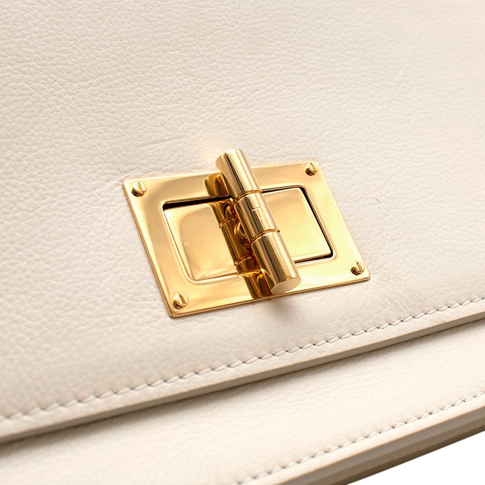 Tom Ford Cream & Gold Leather Turnlock Wristlet 2