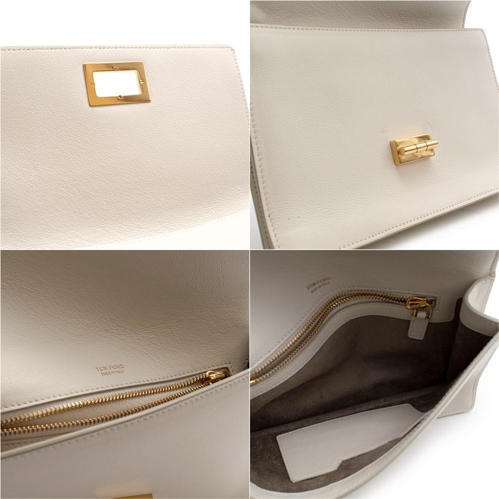 Tom Ford Cream & Gold Leather Turnlock Wristlet 4