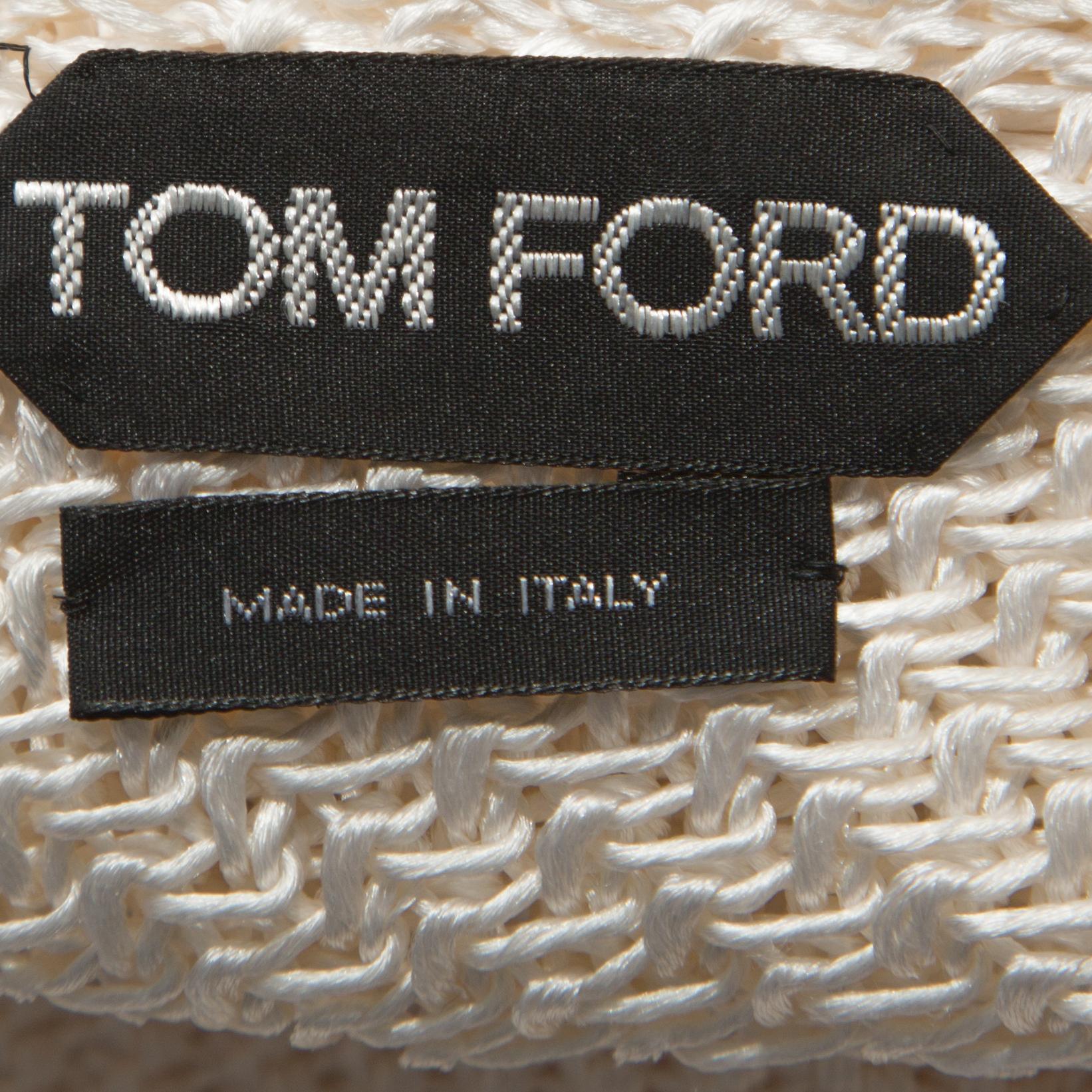 Tom Ford Cream Silk Knit Scoop Back Detail Jumper L In Good Condition In Dubai, Al Qouz 2