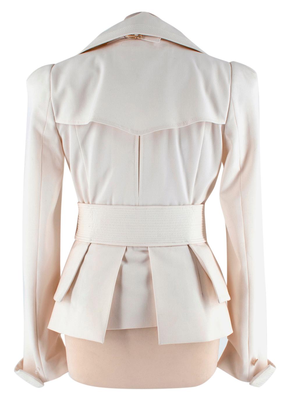 cream belted blazer