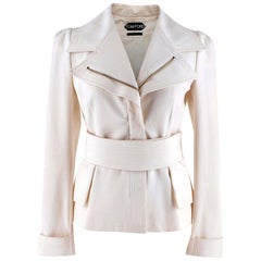 Tom Ford Cream Tailored Belted Jacket - Size US 0-2