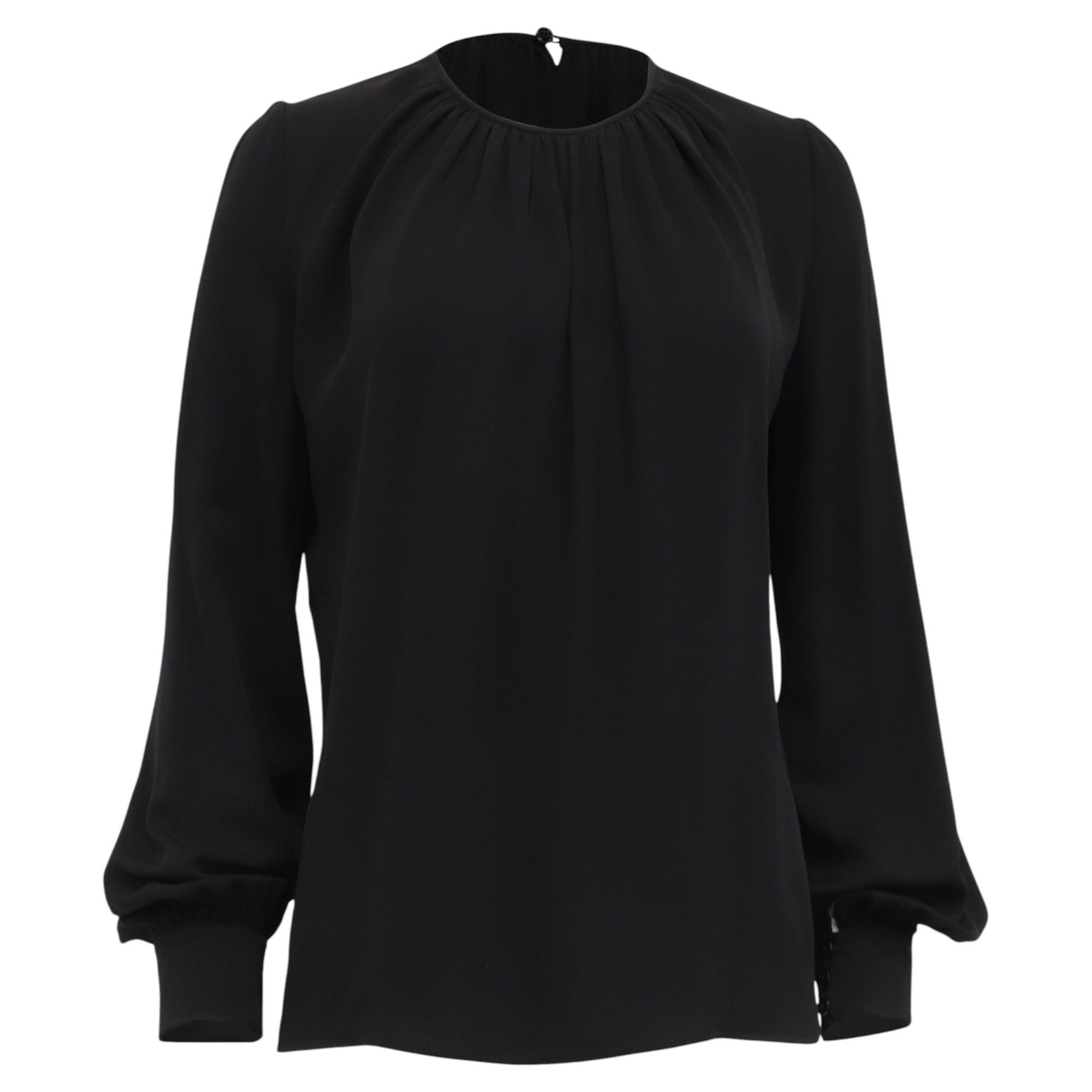Blusa de cuello redondo de Tom Ford en seda negra