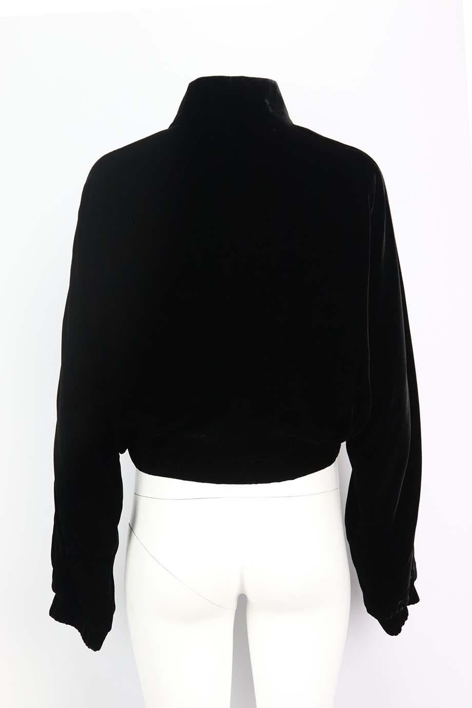 Chaqueta bomber de terciopelo recortada Tom Ford IT 48 UK 16 Negro