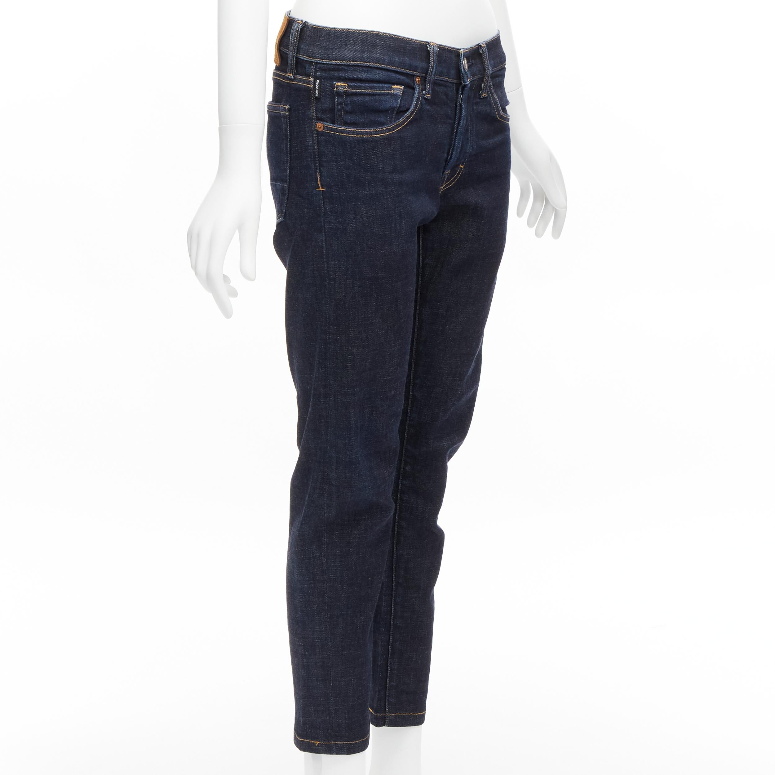 Black TOM FORD dark blue classic washed denim logo tag cropped jeans 28