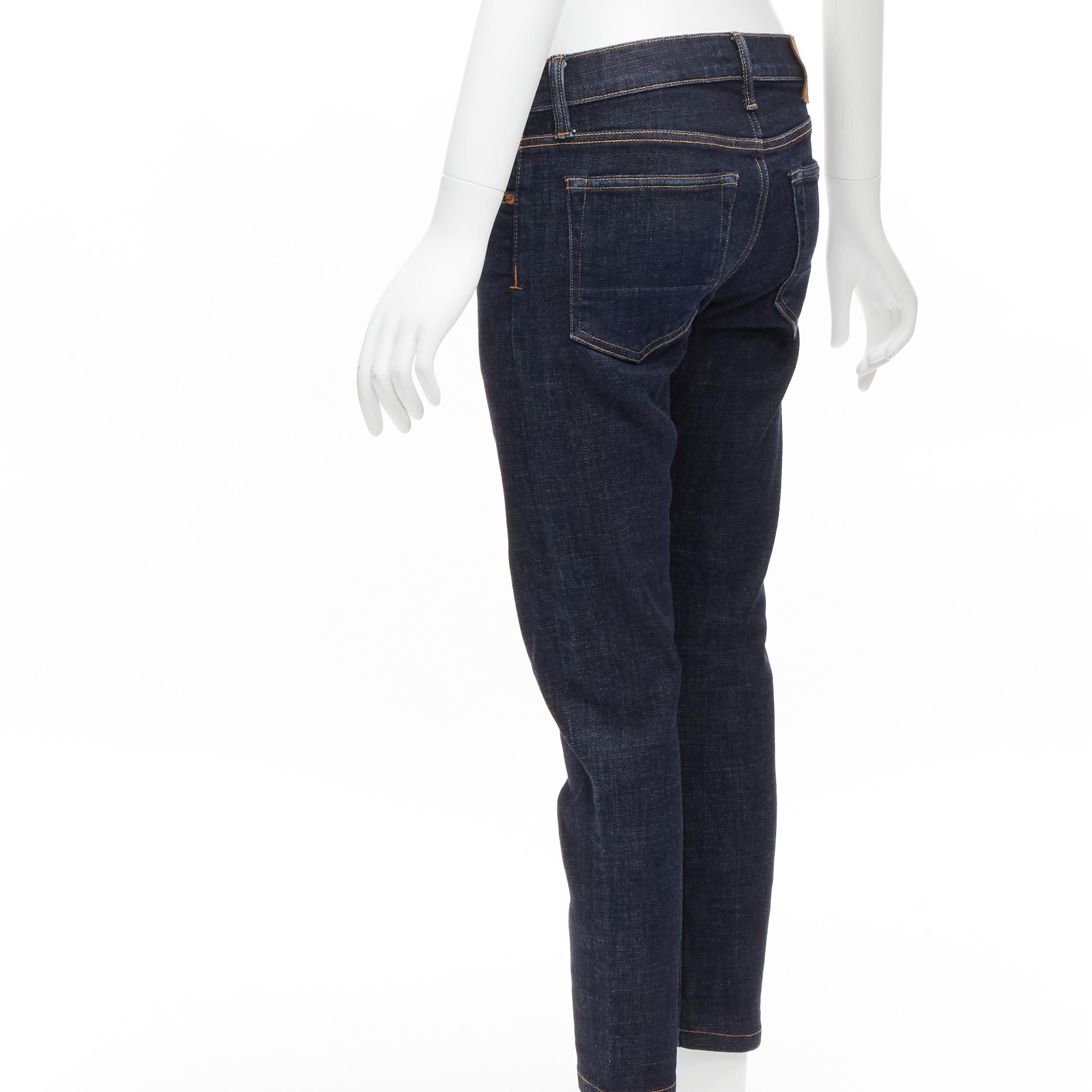 TOM FORD dark blue classic washed denim logo tag cropped jeans 28