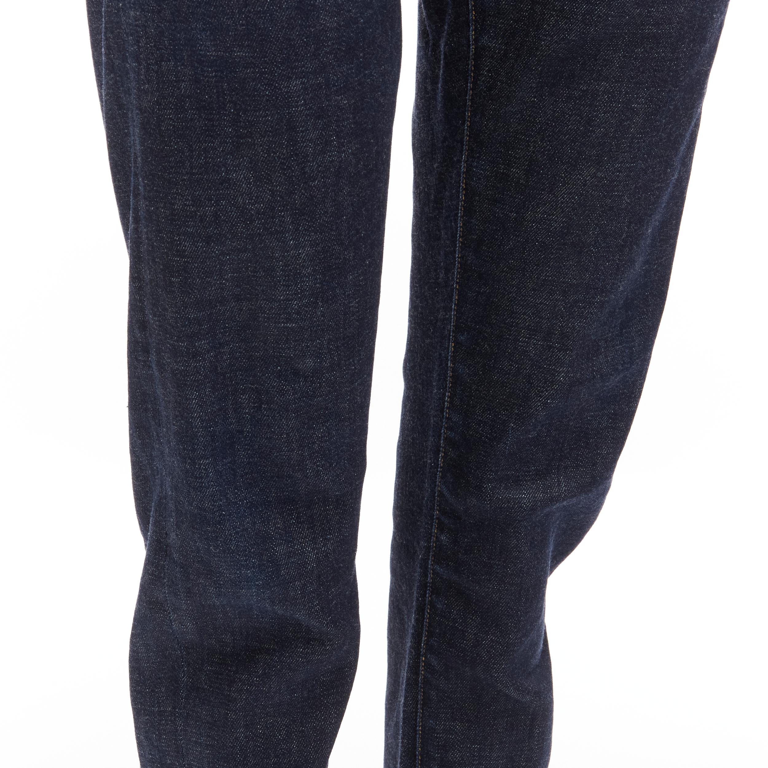 TOM FORD dark blue classic washed denim logo tag cropped jeans 28