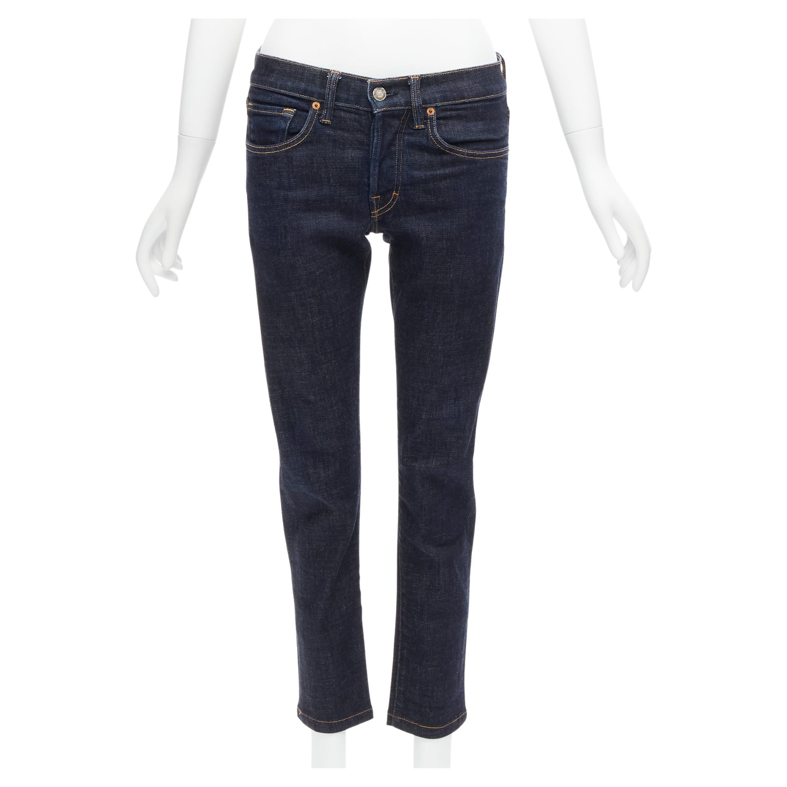 Jeans cropped TOM FORD bleu foncé classique en denim délavé avec étiquette logo 28" en vente