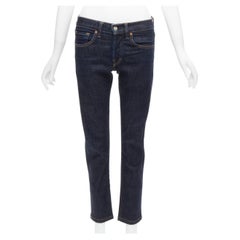Jeans cropped TOM FORD bleu foncé classique en denim délavé avec étiquette logo 28"