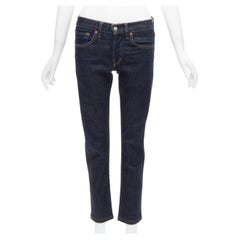 TOM FORD dark blue classic washed denim logo tag cropped jeans 28"
