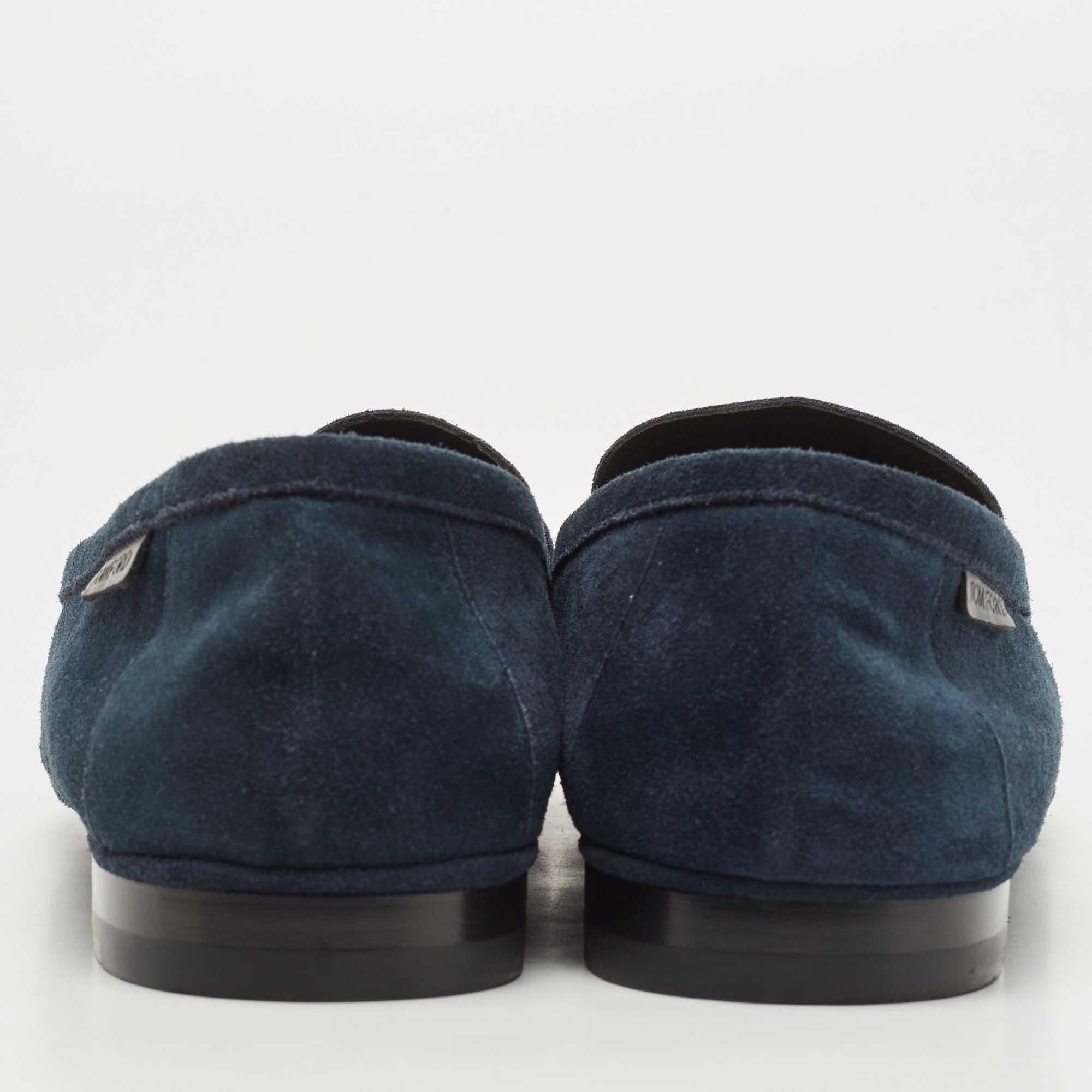 Tom Ford Dark Blue Suede Berwick Loafers Size 43 In New Condition In Dubai, Al Qouz 2