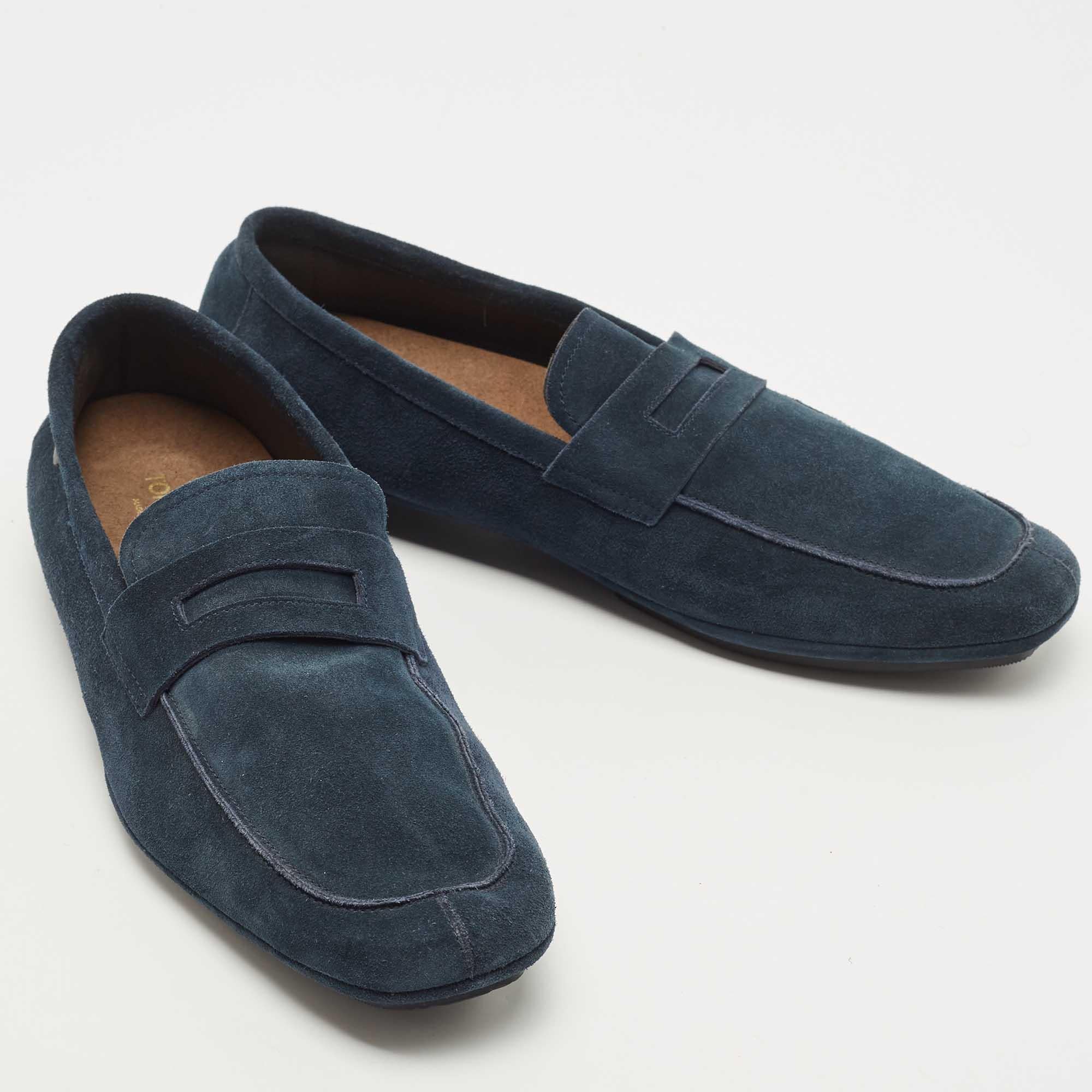 Tom Ford Dark Blue Suede Berwick Loafers Size 43 1