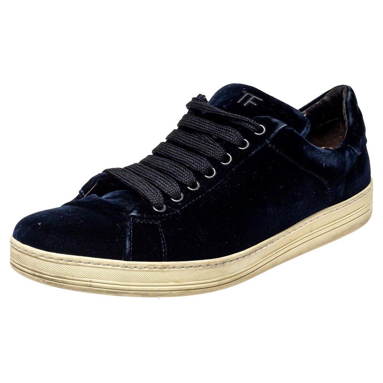 Tom Ford Dark Blue Velvet Russell Low Top Sneakers Size 44 For Sale at 1stDibs | tom ford blue velvet shoes, tom russel sneakers, tom ford velvet sneakers