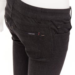 TOM FORD dark brown cotton blend silver staple embellished skinny jeans 26"