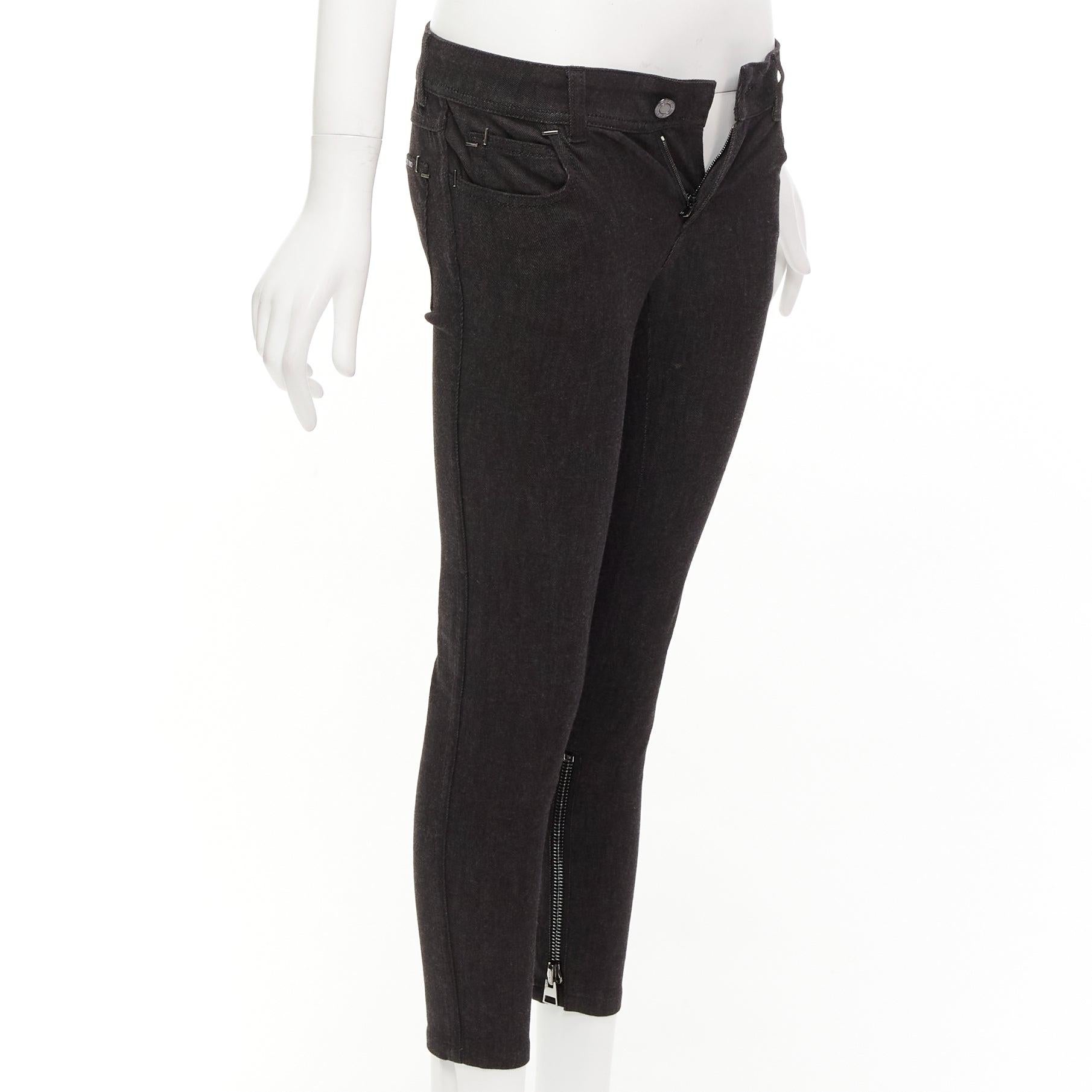 Black TOM FORD dark brown cotton blend silver staple embellished skinny jeans 26