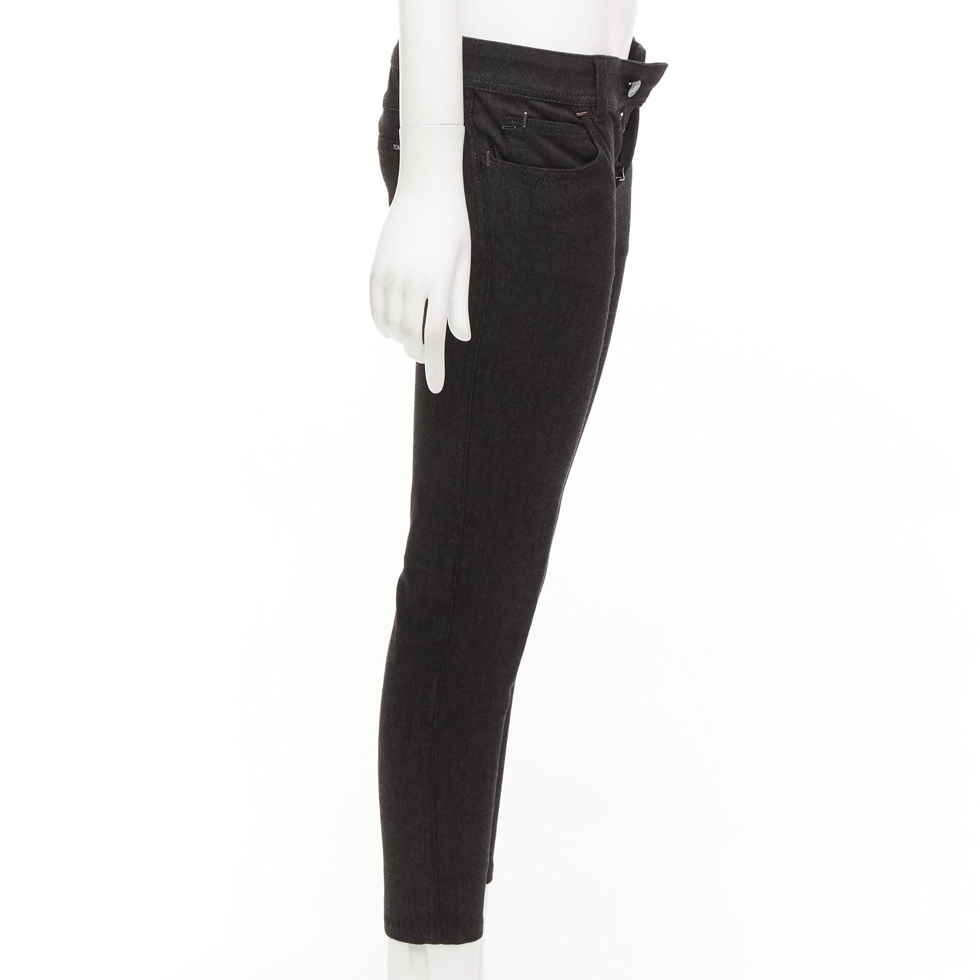 TOM FORD dark brown cotton blend silver staple embellished skinny jeans 26