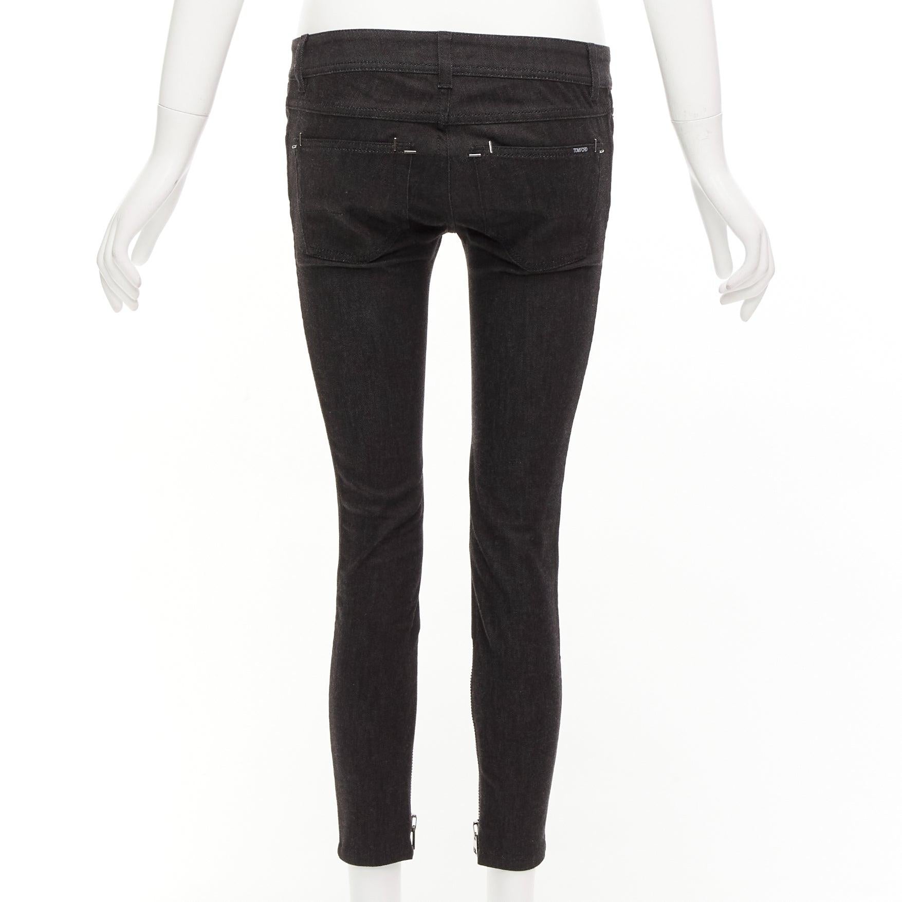 Women's TOM FORD dark brown cotton blend silver staple embellished skinny jeans 26