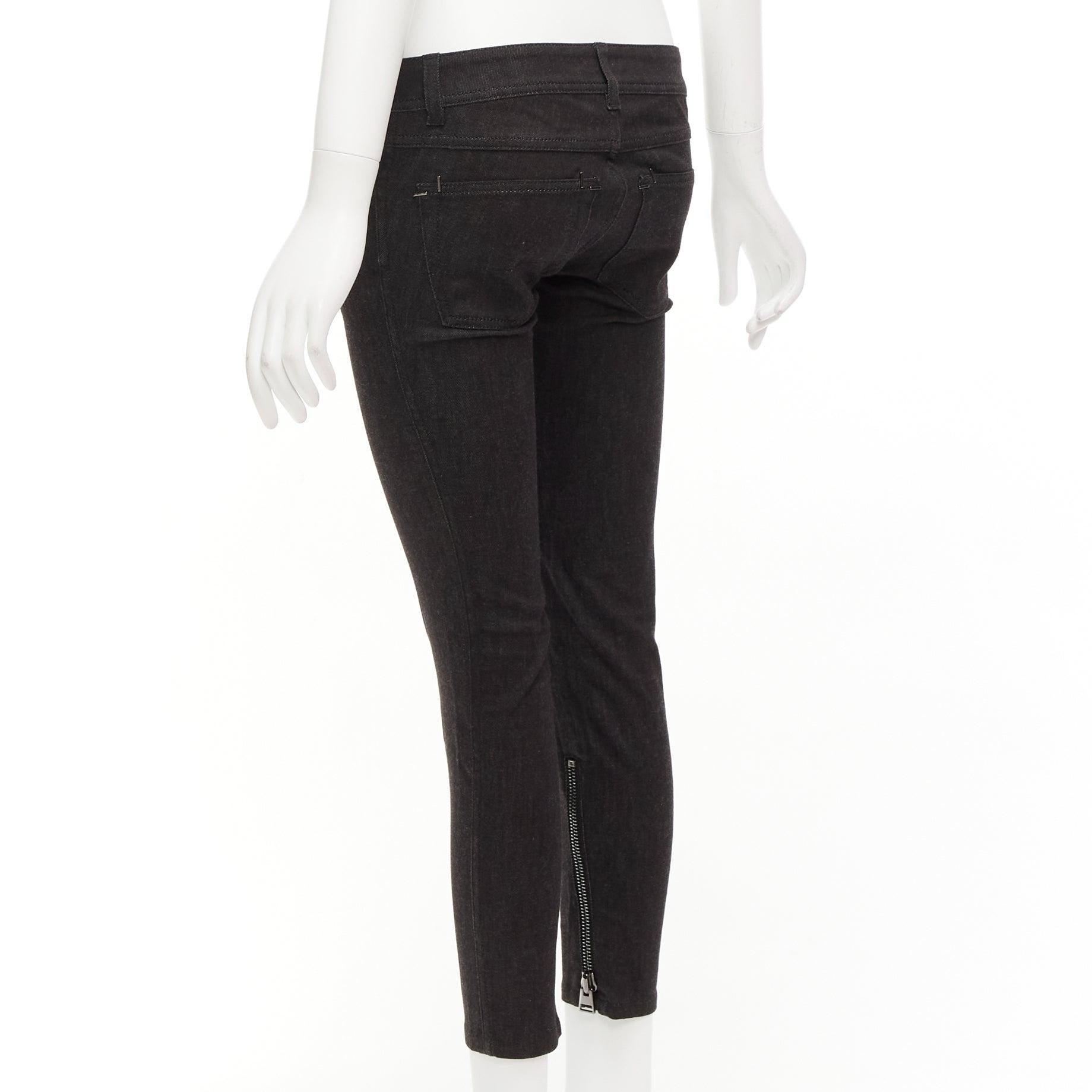 TOM FORD dark brown cotton blend silver staple embellished skinny jeans 26