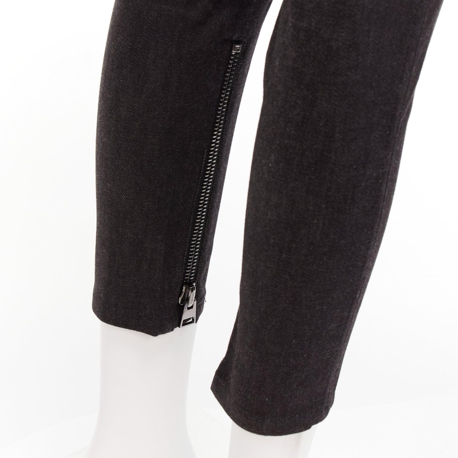 TOM FORD dark brown cotton blend silver staple embellished skinny jeans 26