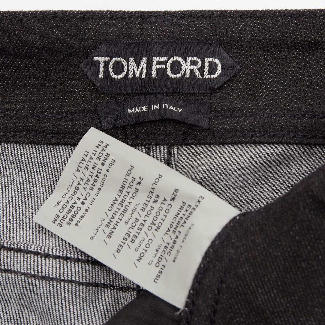 TOM FORD dark brown cotton blend silver staple embellished skinny jeans 26