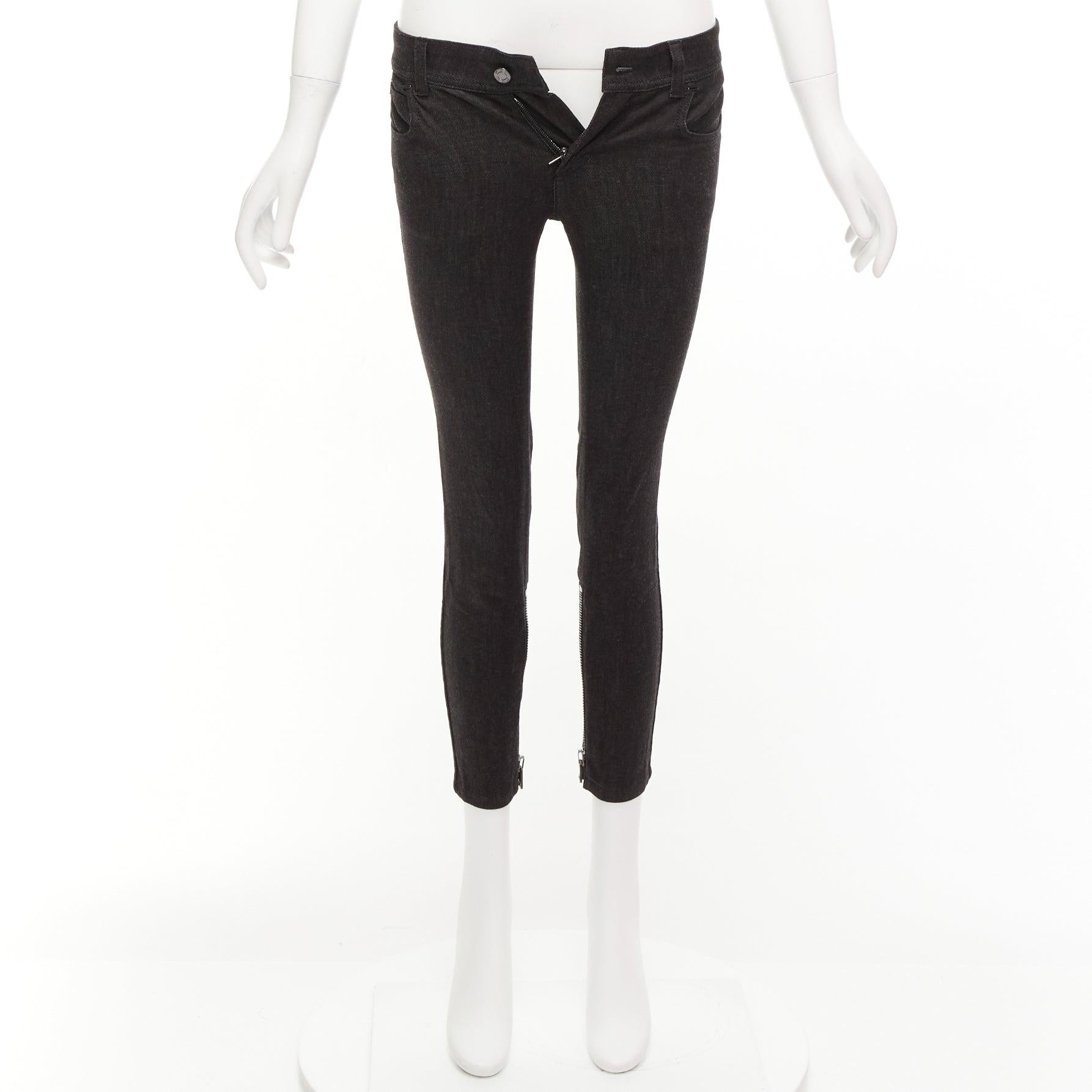 TOM FORD dark brown cotton blend silver staple embellished skinny jeans 26