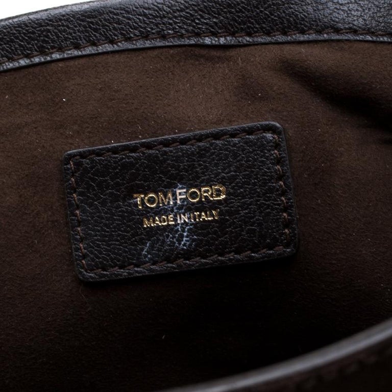 Tom Ford Dark Brown Nubuck leather Natalia Convertible Clutch Tom Ford