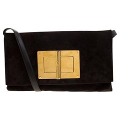 Tom Ford Dark Brown Nubuck leather Natalia Convertible Clutch