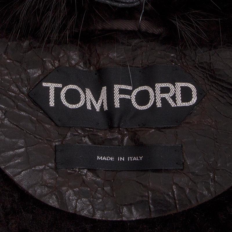brun foncé Tom Ford  Veste en cuir SHEARLING & FUR LEATHER XS Excellent état - En vente à Zürich, CH
