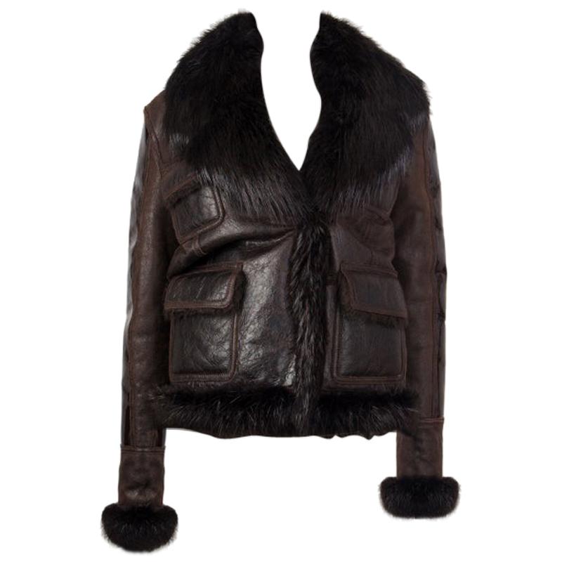 TOM FORD dark brown  SHEARLING & FUR LEATHER Jacket XS For Sale