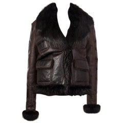 TOM FORD dark brown  SHEARLING & FUR LEATHER Jacket XS