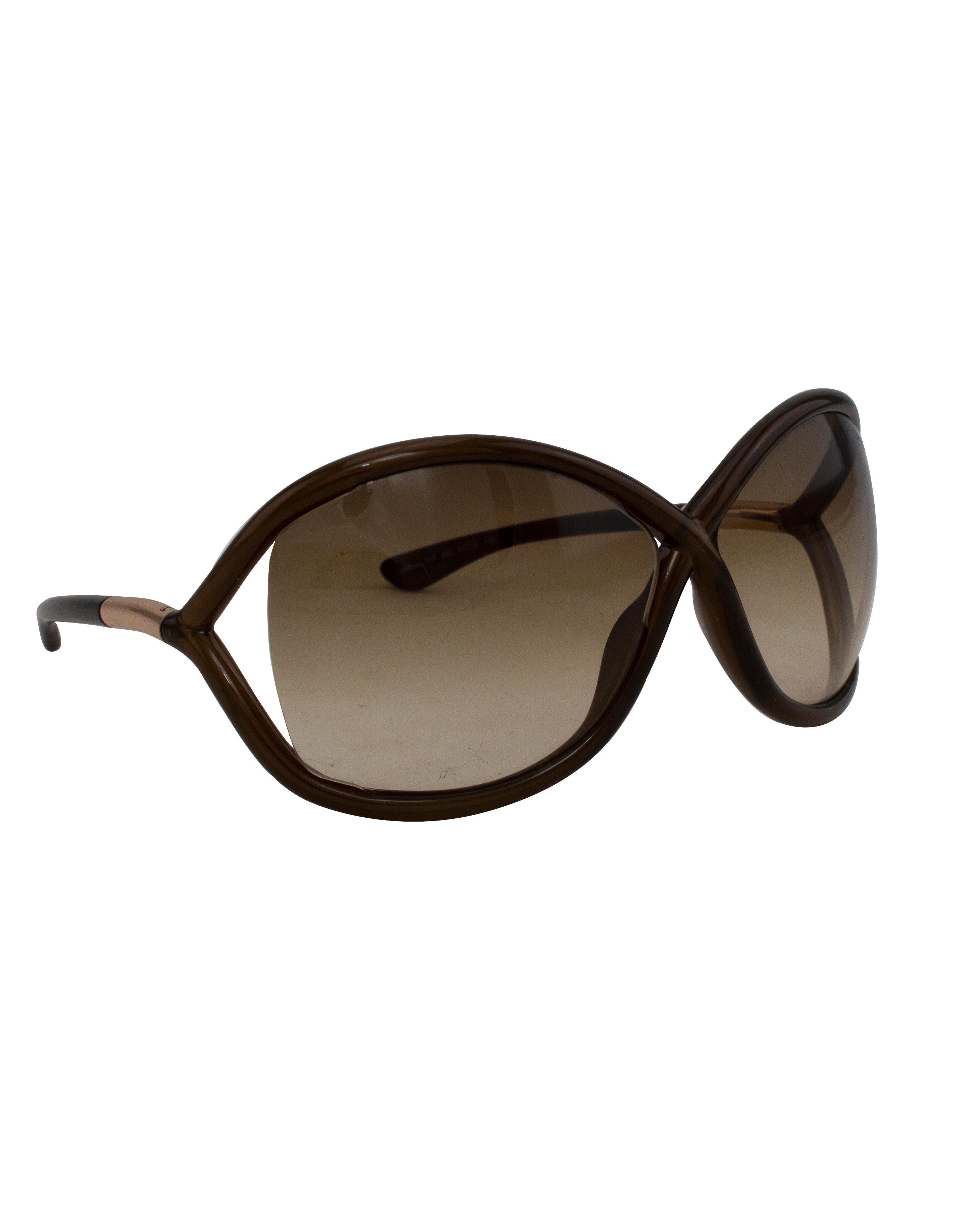Tom Ford Dark Brown Whitney Sunglasses In Excellent Condition For Sale In Toronto, Ontario