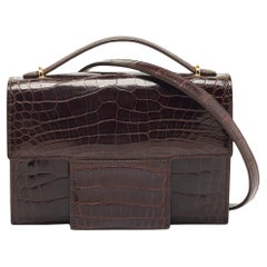 Tom Ford Dark Burgundy Crocodile TF Flap Top Handle Bag