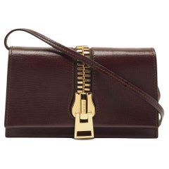 Tom Ford Dark Burgundy Leather Sedgwick Zip Clutch Bag