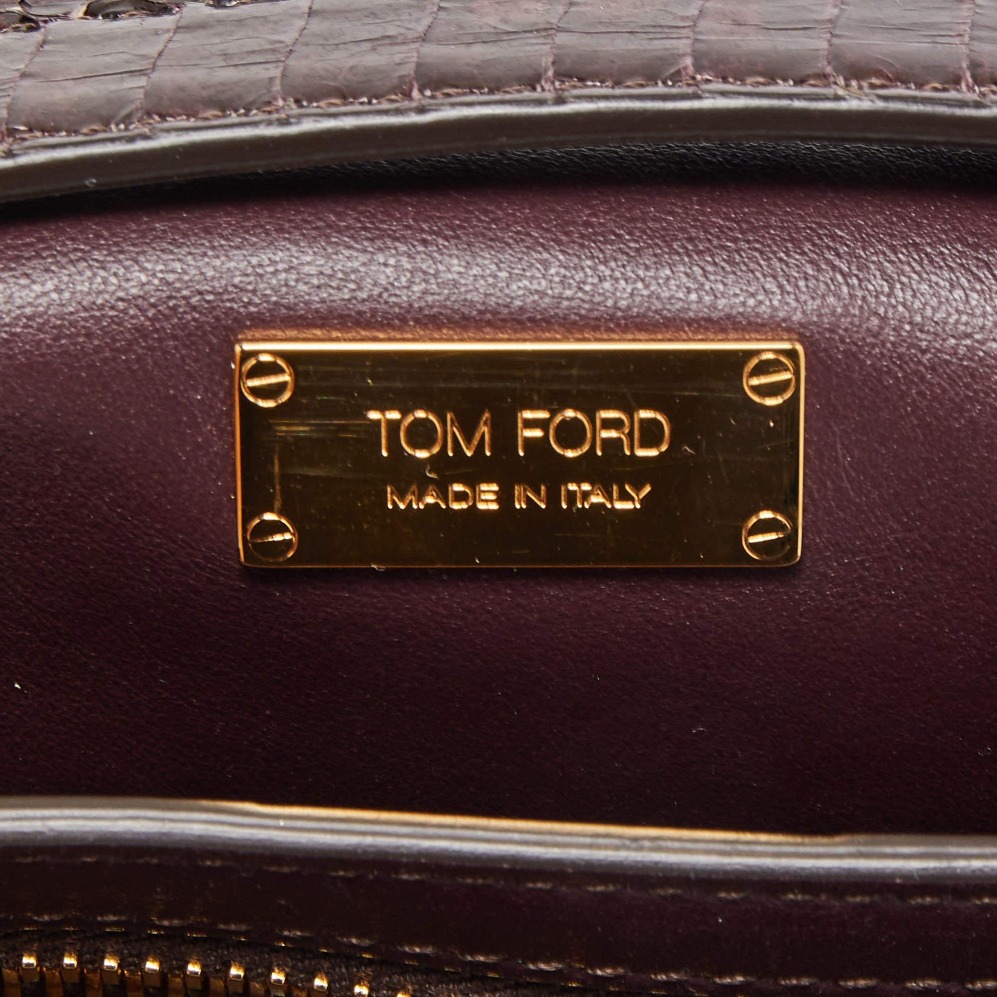 Tom Ford Dark Burgundy Watersnake Leather Small Natalia Shoulder Bag 1