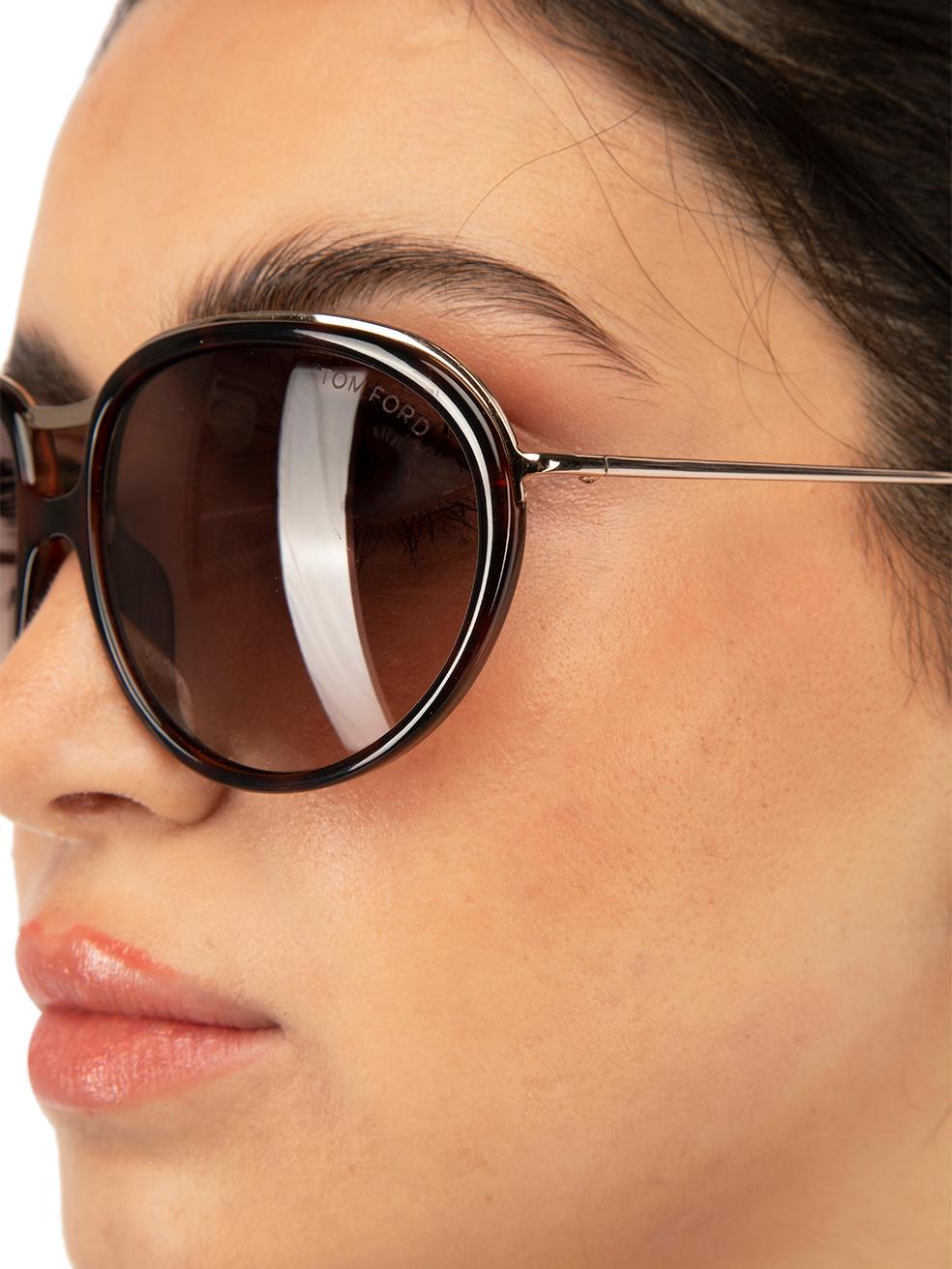 Lunettes de soleil Tom Ford Havane foncé dégradé en vente 2