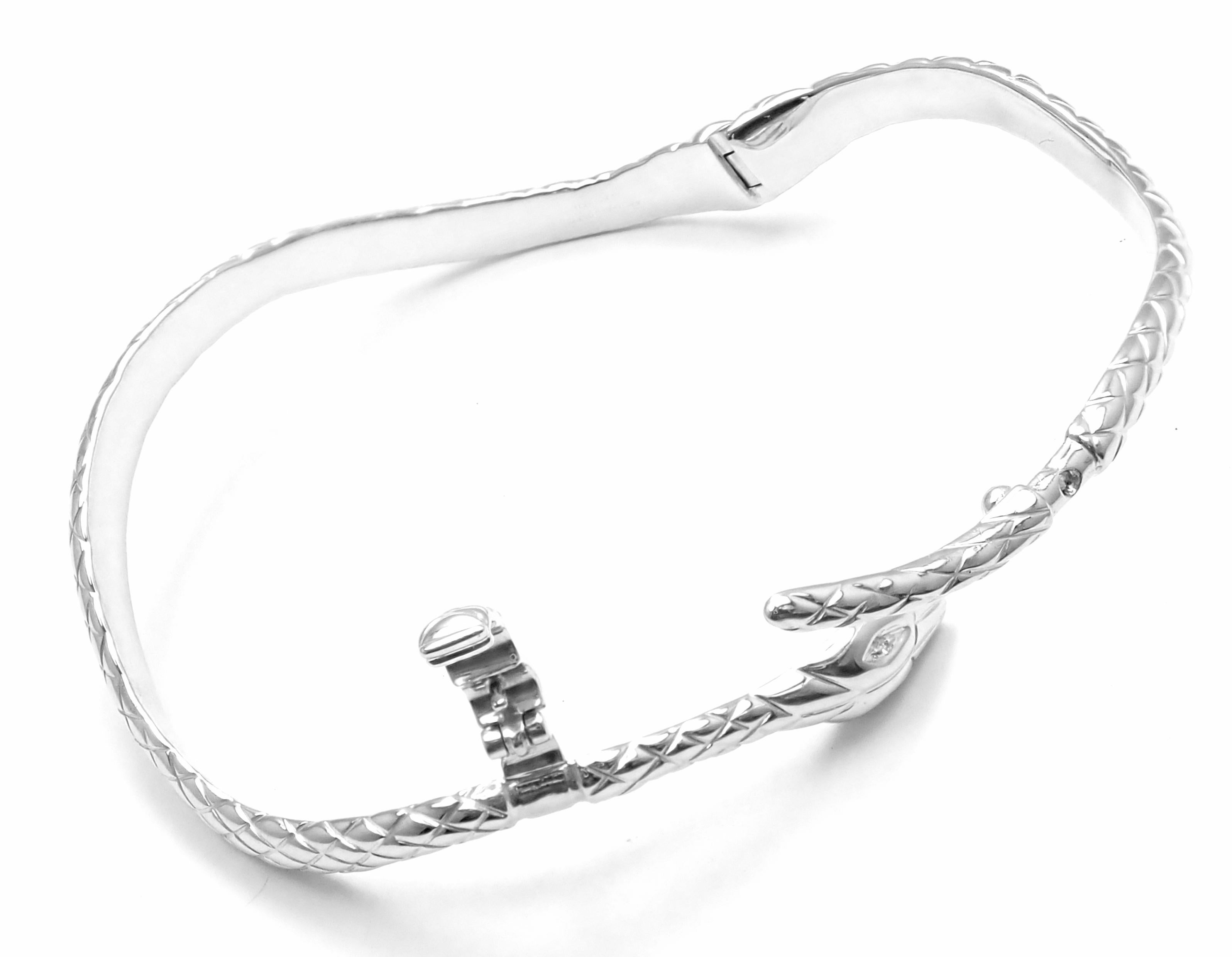Brilliant Cut Tom Ford Diamond Snake White Gold Bangle Bracelet For Sale