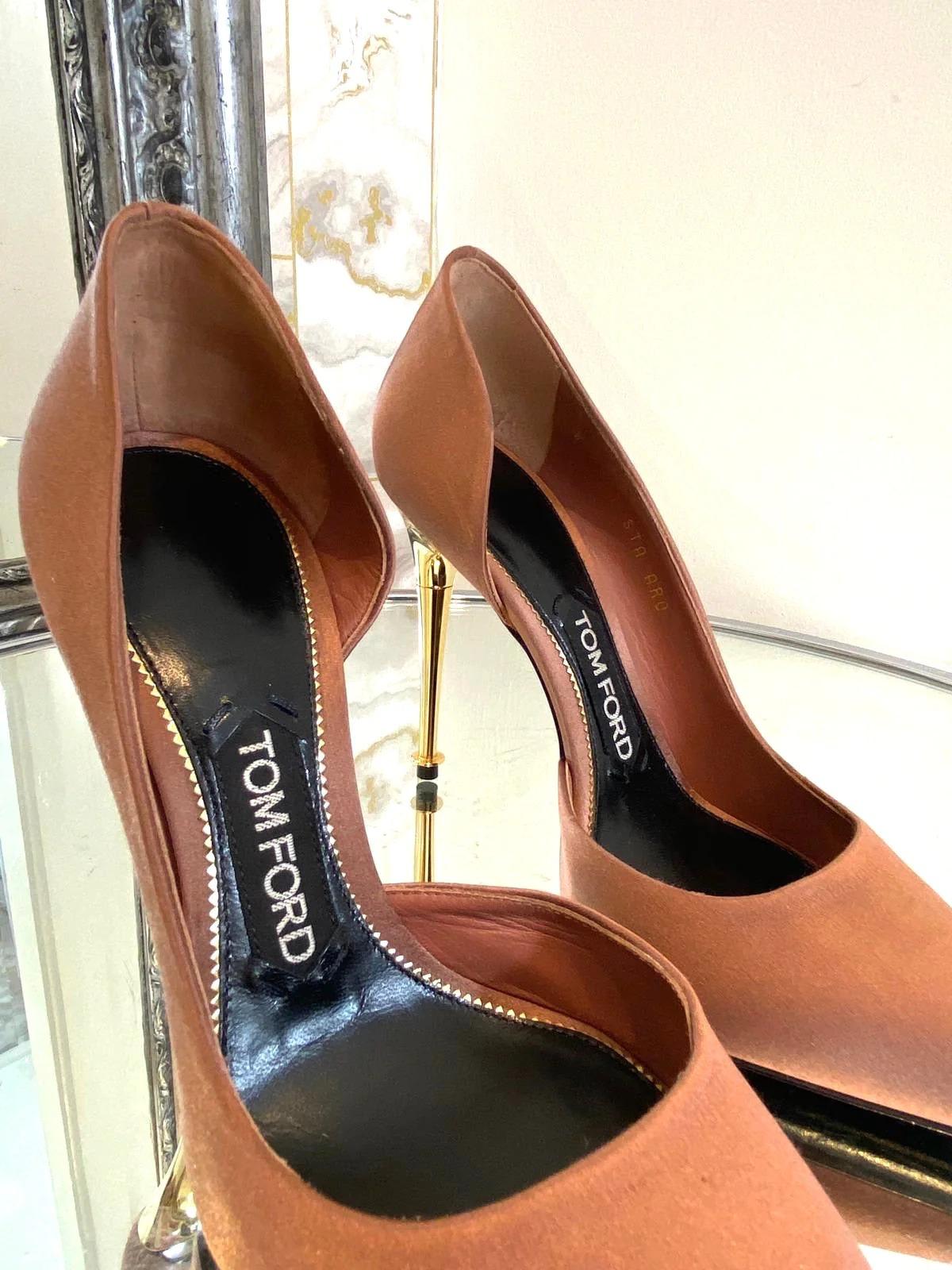 Brown Tom Ford D'Orsay Satin Heels For Sale
