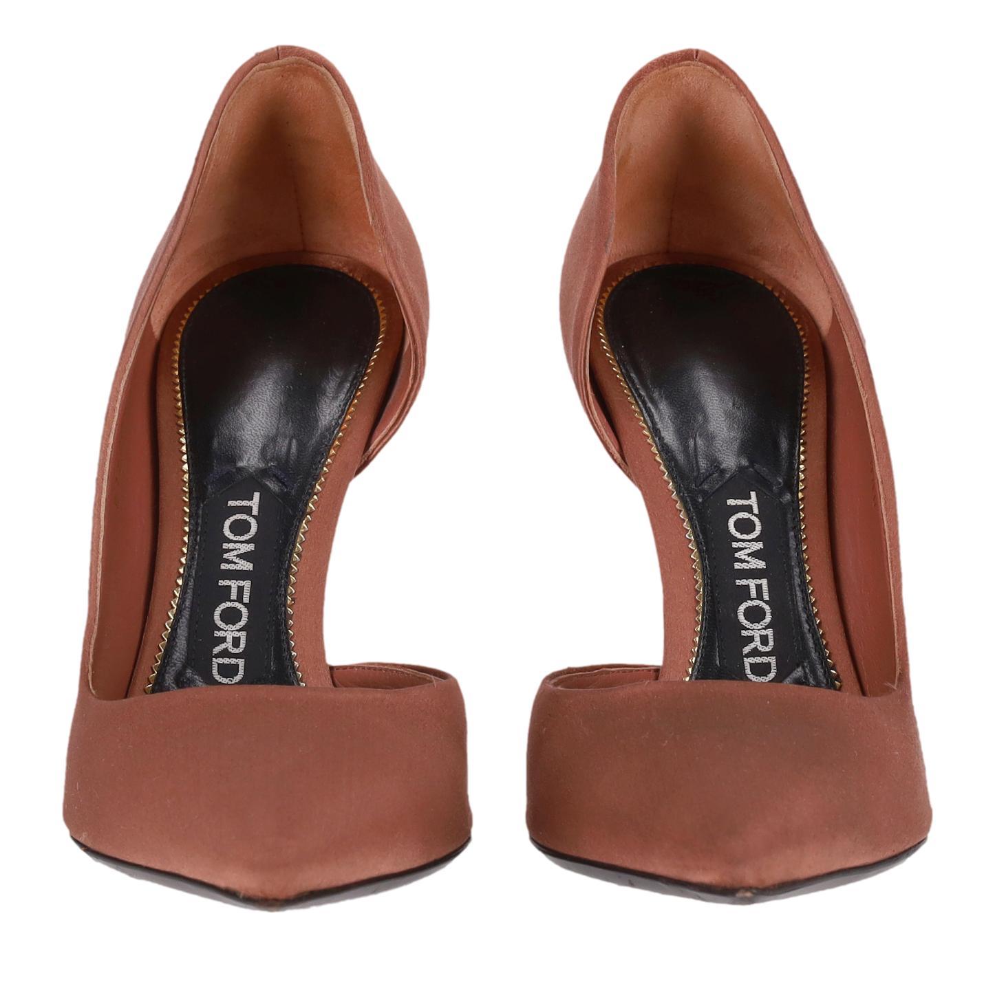 Tacones Tom Ford D'Orsay de Satén Marrón en venta