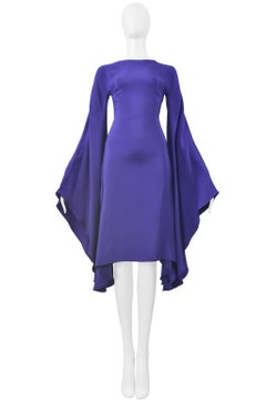 Tom Ford Dramatic Blue "Circle" Sleeve Cocktail Dress with Exposed Back 2013