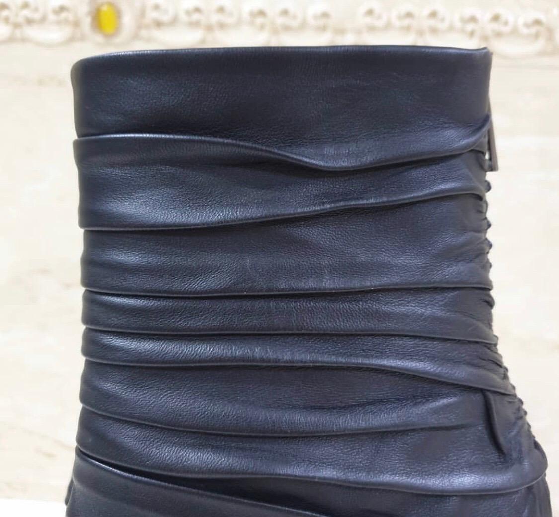 Black Tom Ford Draped Leather Metal Heels Booties