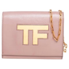 Tom Ford Dusky Pink Leather TF Flap Chain Shoulder Bag