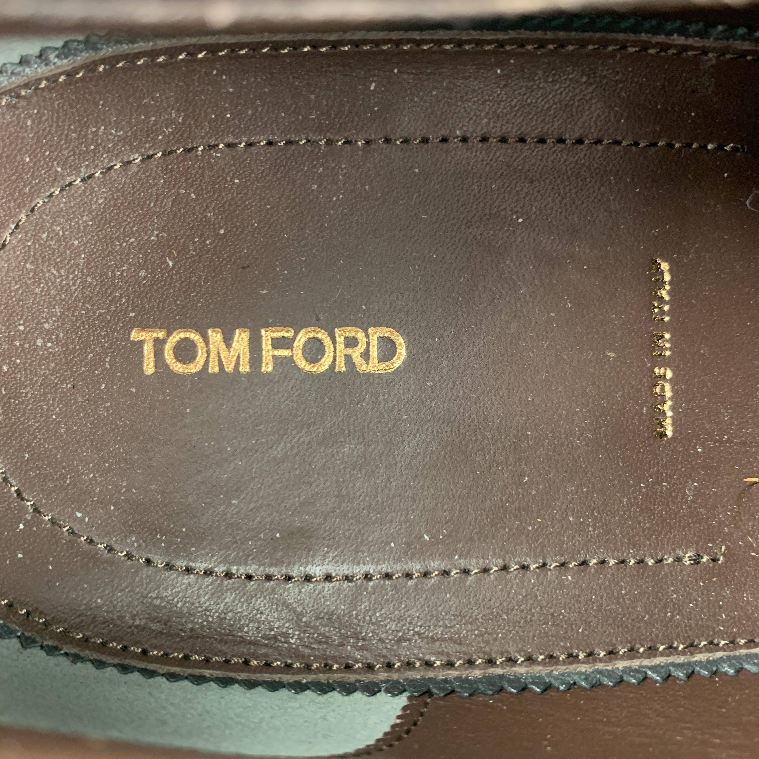 TOM FORD Edgar Size 10 Brown Antique Leather Monk Strap Loafers In Good Condition In San Francisco, CA