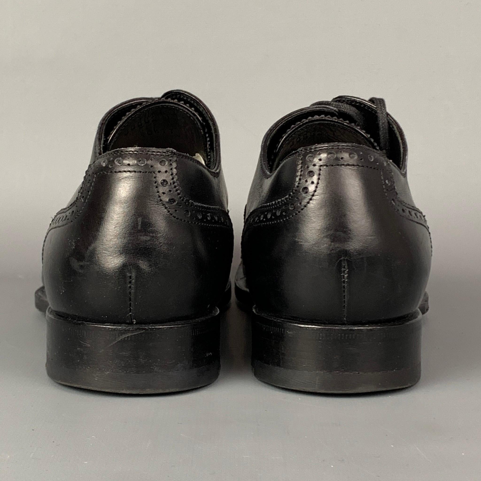TOM FORD Edward Size 10.5 Black Perforated Leather Cap Toe Lace Up Shoes 1