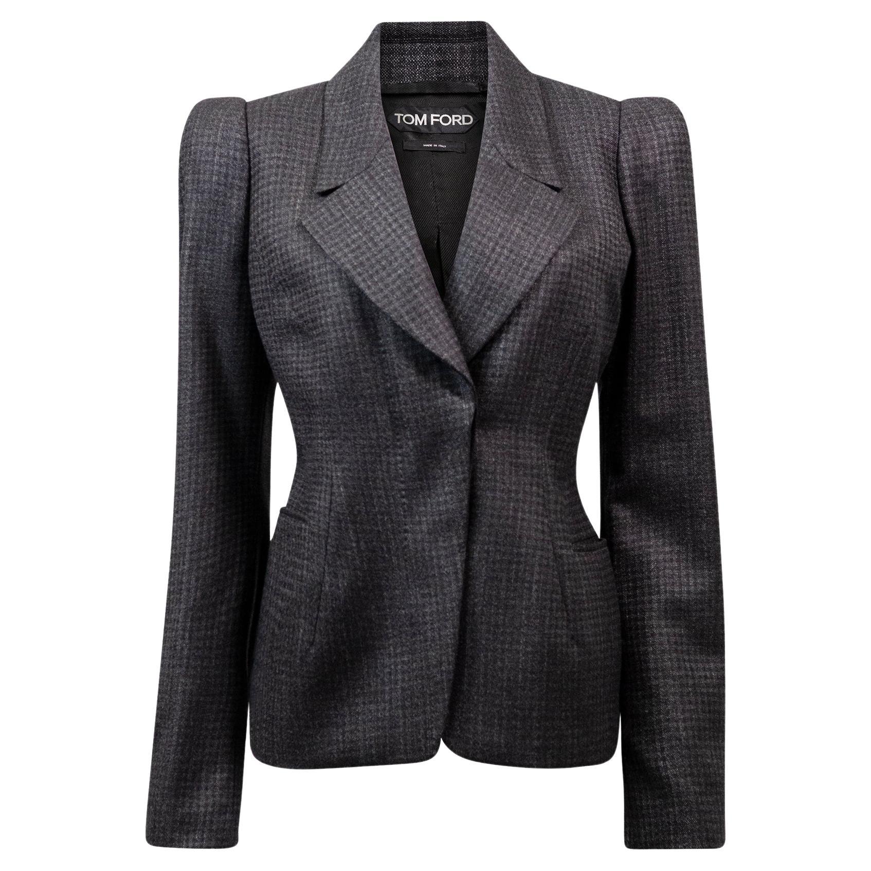 Tom Ford Elegant Classic Tailored Blazer With Large Statement Shoulders
