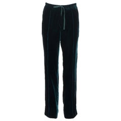 TOM FORD emerald viscose blend pleated front drawstring velvet joggers FR36 S