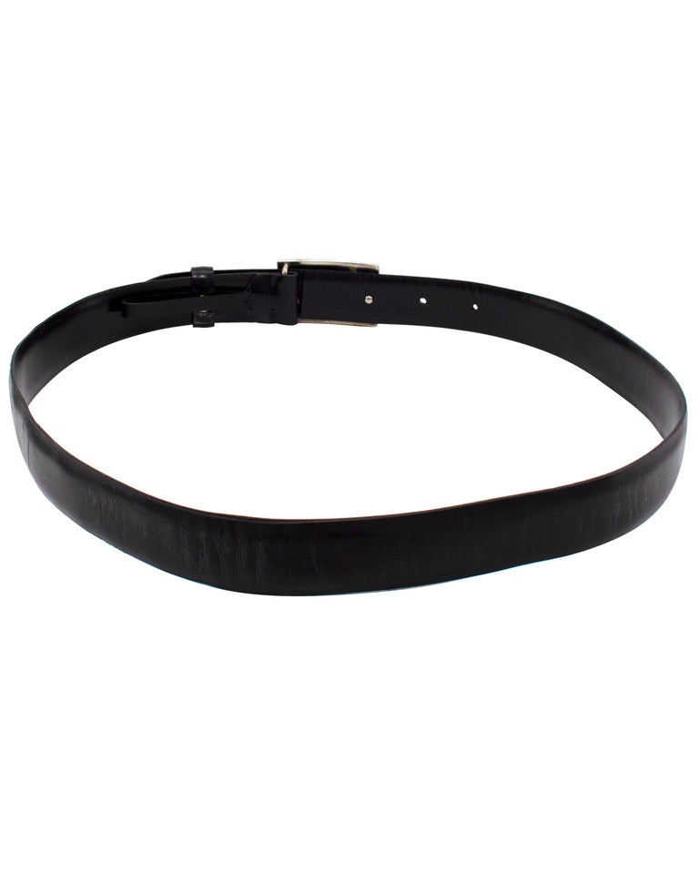 Tom Ford Era Gucci Black Leather Belt with Silver Metal G  display picture 1