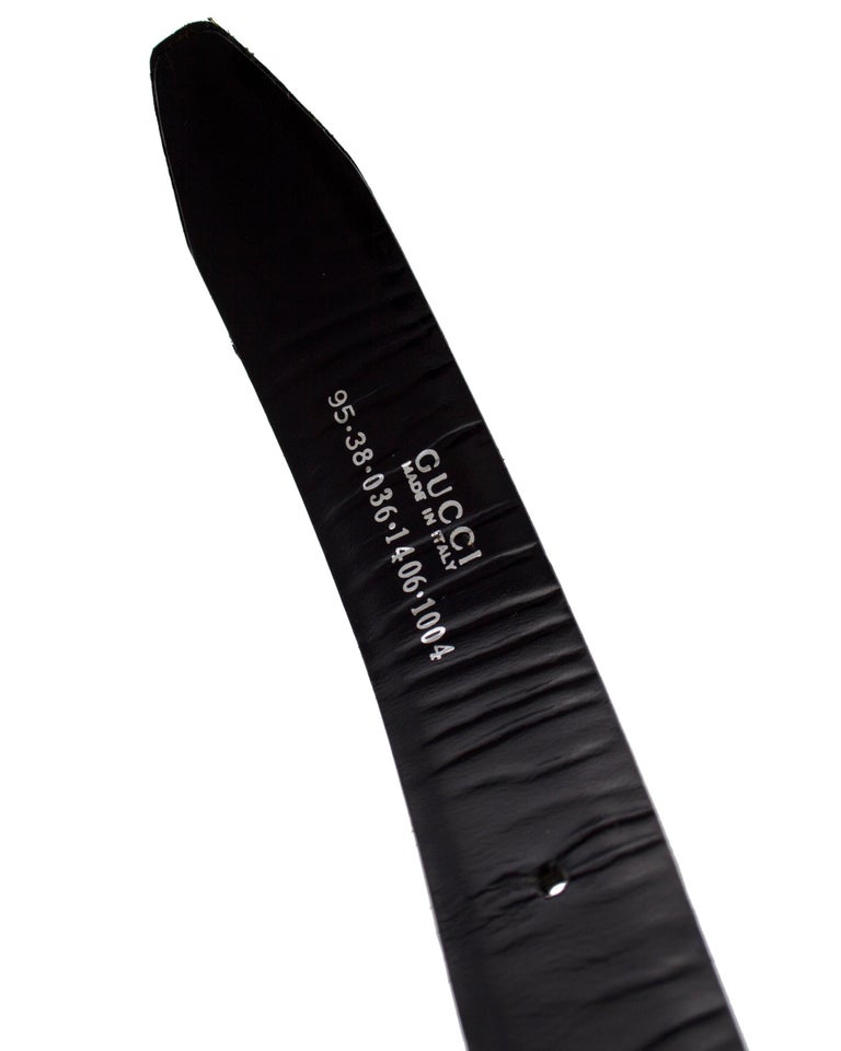 Tom Ford Era Gucci Black Leather Belt with Silver Metal G  display picture 3