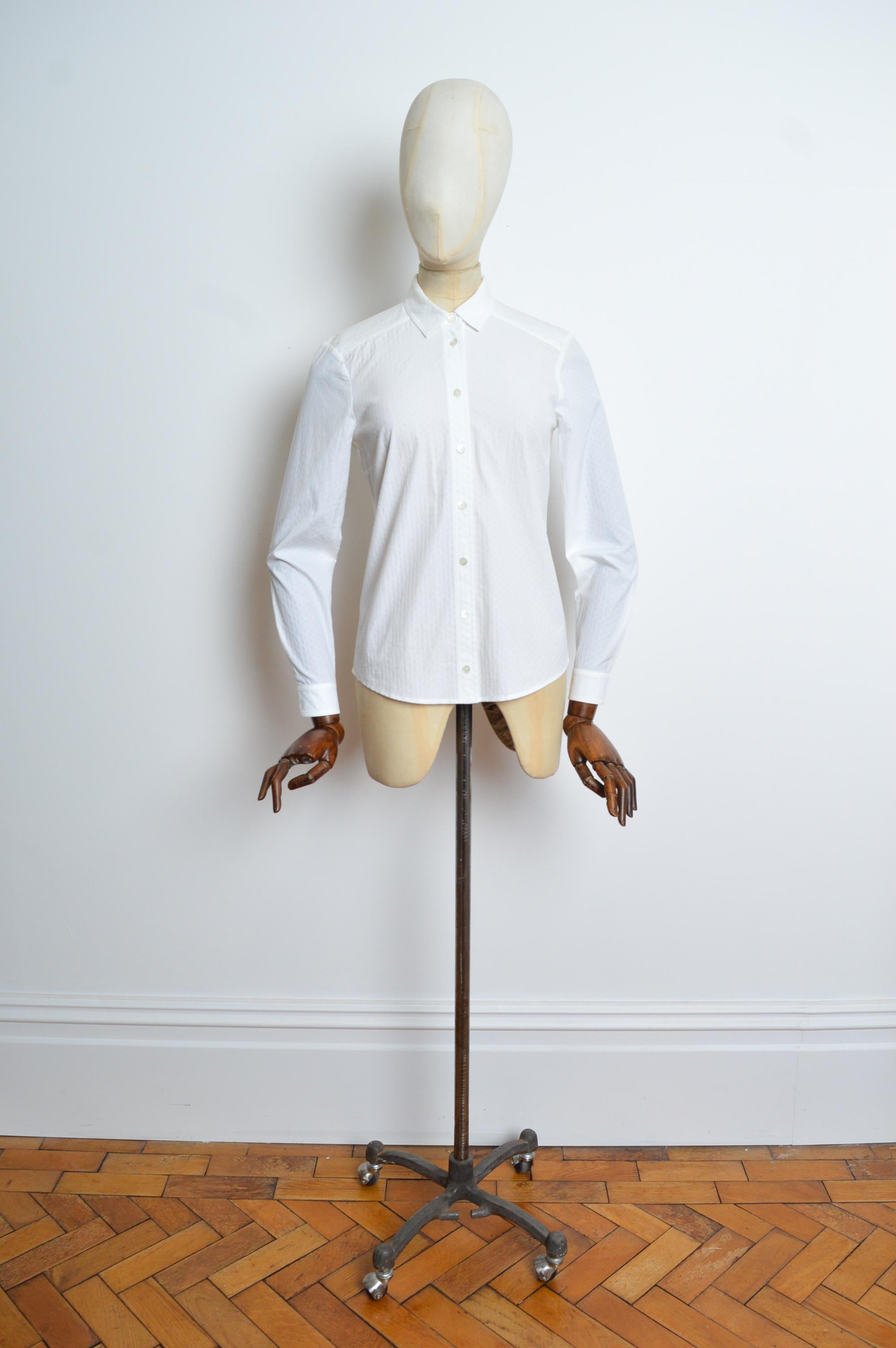 Gray Tom Ford era Gucci Plain white GG Jacquard long sleeve Cotton Button down shirt For Sale