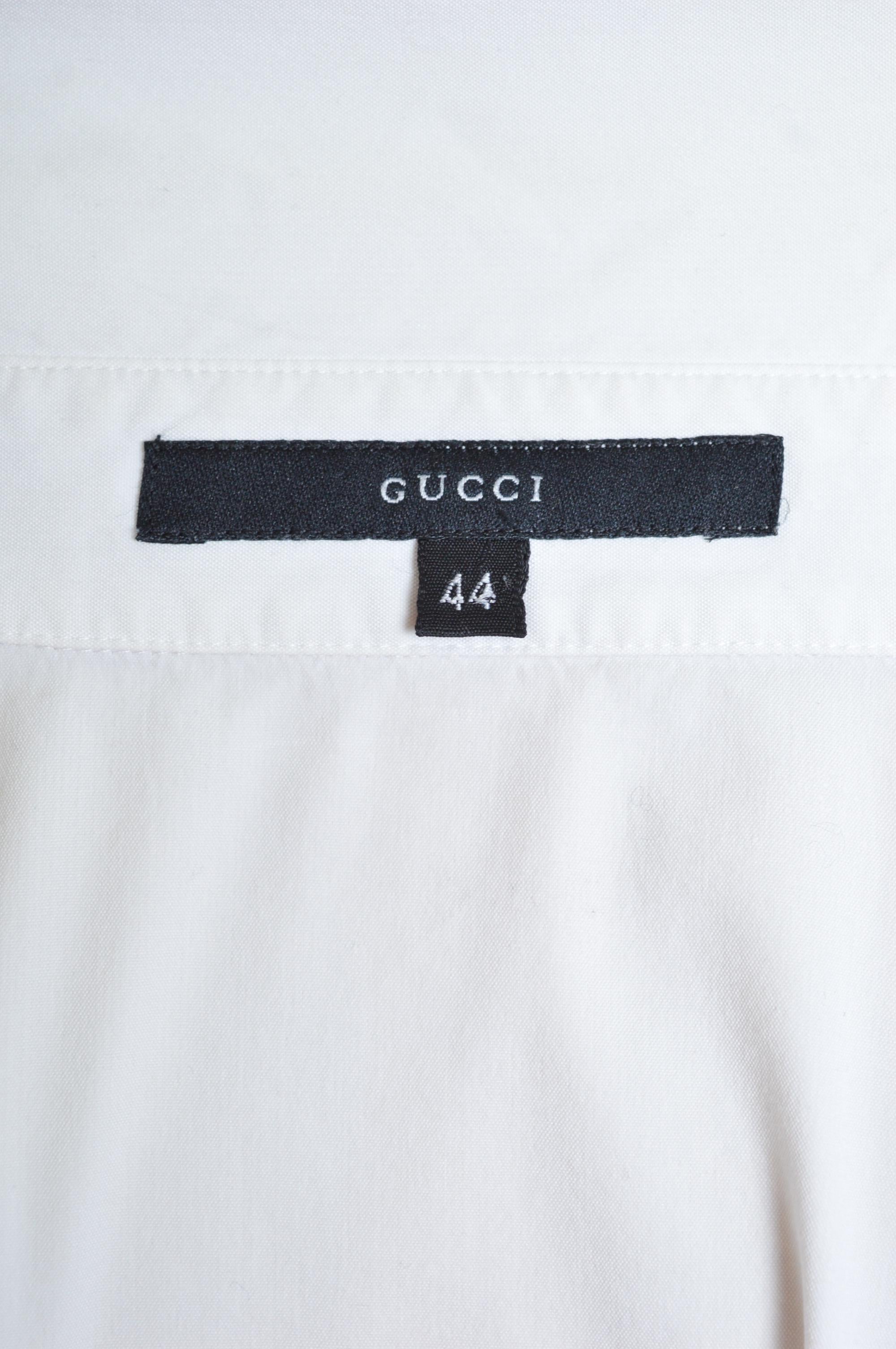 Tom Ford era Gucci Plain white long sleeve Cotton Button down shirt 6